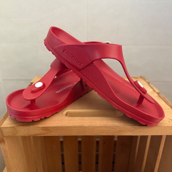 Birkenstock Women Size 37 US 6 - 6.5 Red Gizeh EVA Slip On Comfort Thong Sandals - Picture 12 of 13